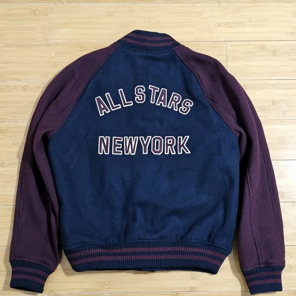 Polo by Ralph Lauren Men's Varsity Jacket - Burgundy and Navy - Picture 5 of 5